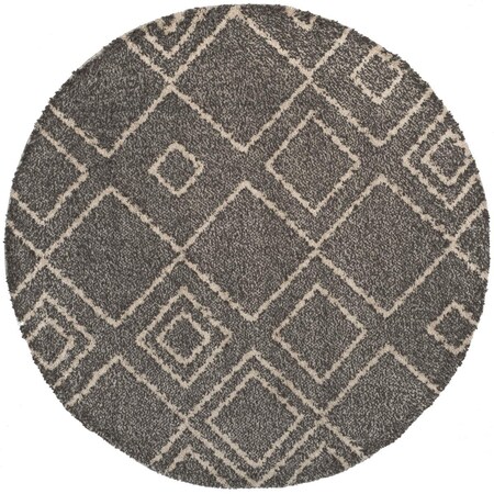 Safavieh Arizona Shag Power Loomed Round Area Rug; Brown & Ivory - 6 ft.-7 in. x 6 ft.-7 in. ASG744B-7R